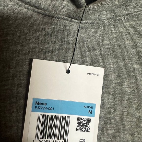 Jordan Mens Gray Heather Essential Fleece Long Sleeve Pockets Pullover Hoodie - Picture 3 of 5